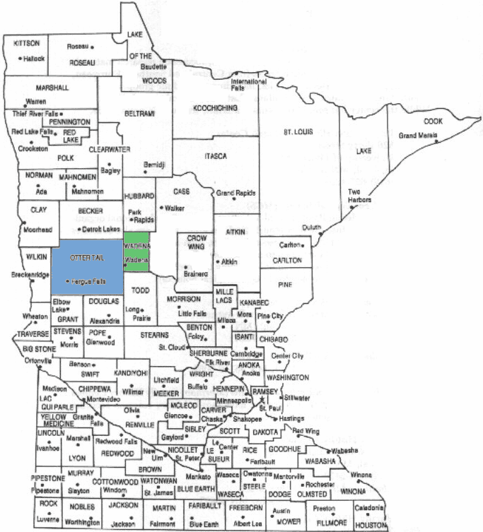 Map of Minnesota Counties